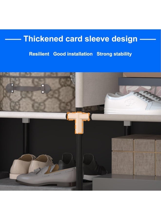 Portable wardrobe organizer with 6 storage shelves, 2 hanging sections, and 4 side pockets - Image 2